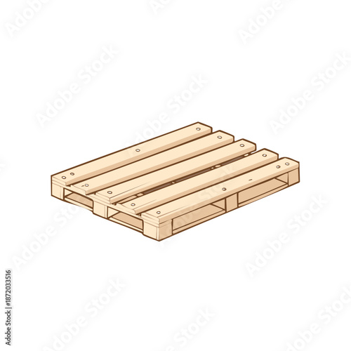 Wooden pallet illustration. Isolated vector rendering of a cargo platform with lumber planks for freight shipping and storage.