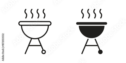 Grill icons. Vector graphic. Editable vector stroke. EPS 10.