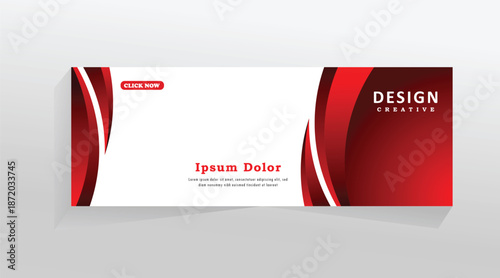 Red colour vector banner template for social media and web, horizontal banner for cover header, promotion banner tempalate for digital product and services, wave shape red colour web banner. eps 10