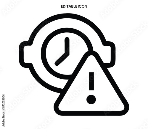 Time management and urgent alert icon displaying a clock with an exclamation point symbol