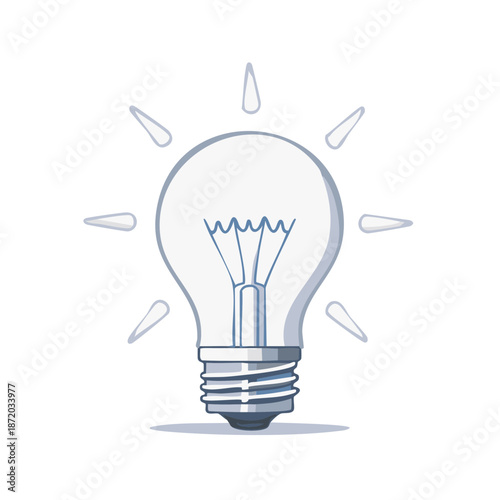 Illustration of a lightbulb with radiating light emanating for ideas, brainstorming, creative thinking, or innovation