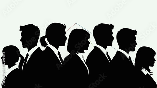 Diverse Group of Business People Silhouettes Standing Together.