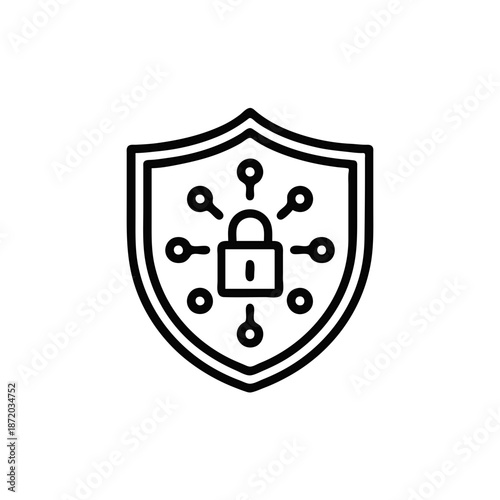 Healthcare Data Privacy Shield Line Icon