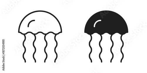 Jellyfish icons. Vector graphic. Editable vector stroke. EPS 10.