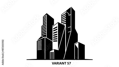 Black Silhouette of Modern City Skyline.