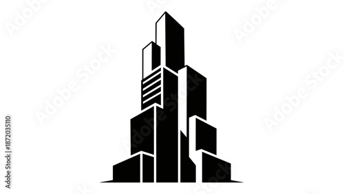 Black Silhouette of Modern City Skyscrapers 2.