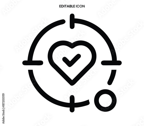 A sleek line icon depicting a heart within a circular recycling or refresh symbol