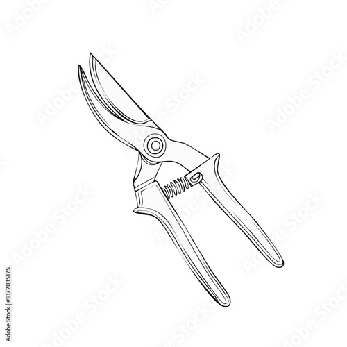 Illustration of Gardening Pruning Shears with Ergonomic Handles for Yard Work