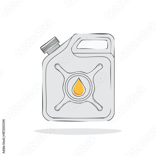 Gasoline canister sketch with drop symbol illustration for transporting fuel or liquid