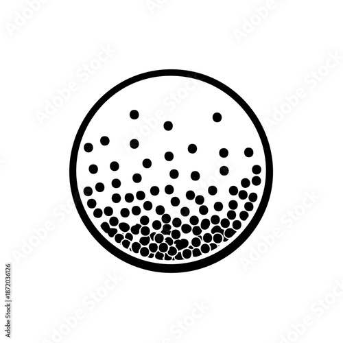 Abstract Round Illustration of Particles Grouping Bottom Heavy Under Gravity Force