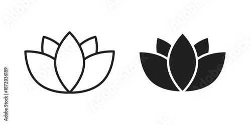 Lotus icons. Vector graphic. Editable vector stroke. EPS 10.