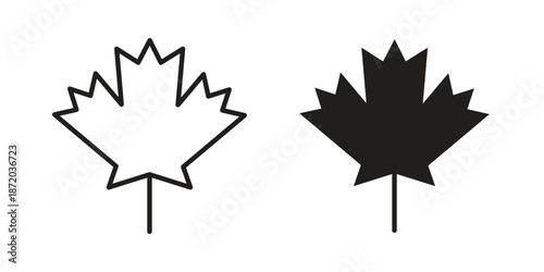 Maple leaf icons. Vector graphic. Editable vector stroke. EPS 10.