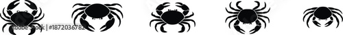 Crab Silhouette Vector Graphics Set Seafood Illustrations Collection Crustacean Clipart Variety Black Shape Vector Designs Ocean Creature Vector Outlines
