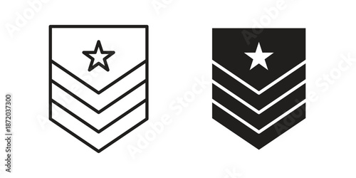 Military rank badge icons. Vector graphic. Editable vector stroke. EPS 10.