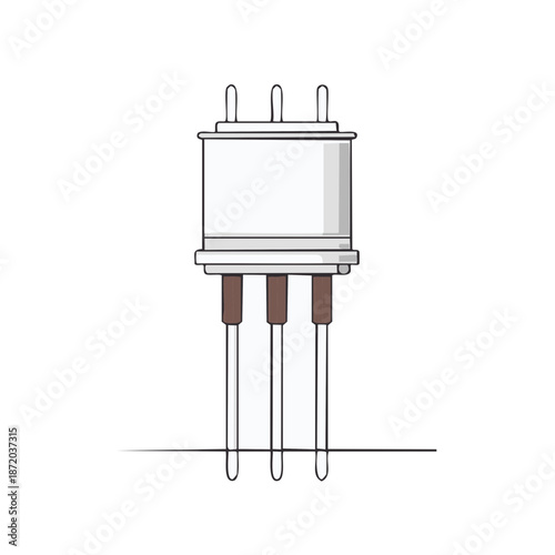 Electronic Component Illustration with Three Leads for Circuits and Repair