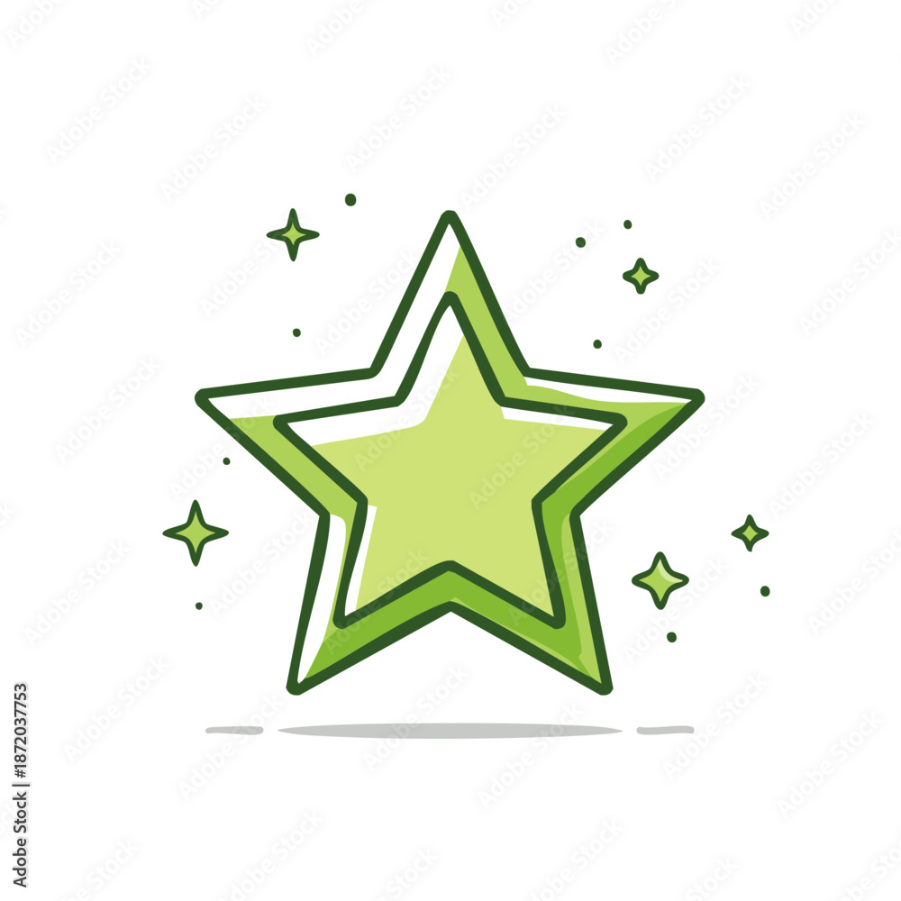 Obraz premium Green Starry Design Symbol Light Glowing Isolated Object Graphics