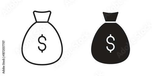 Money bag icons. Vector graphic. Editable vector stroke. EPS 10.