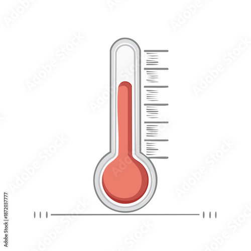 Cartoon Style Thermometer Displaying High Temperature Indicating Sickness or Summer Heat