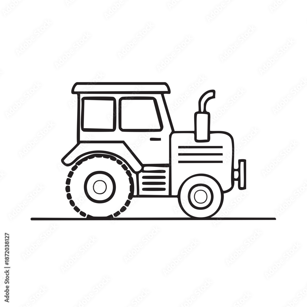 Obraz premium A Simplified Tractor Outlined in Black and White, a Farming Icon