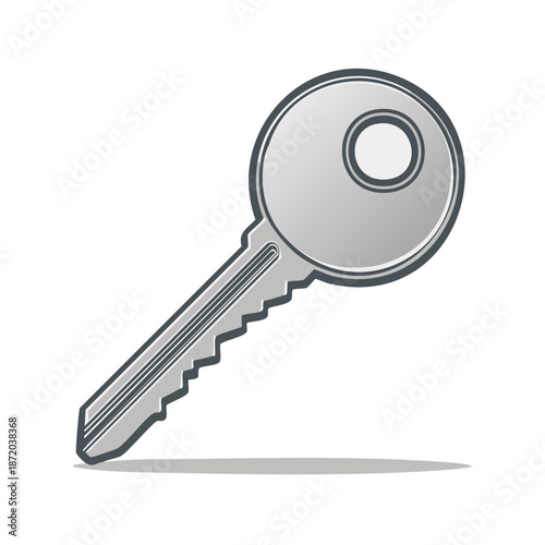 Metal key vector illustration for security, access, and locking mechanisms used to open doors, locks, and other secure objects.