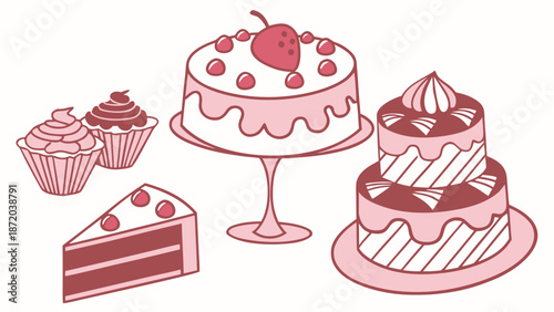 Delicious assortment of cakes and cupcakes on display