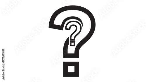 A simple black question mark illustration on a white background viewed from directly above