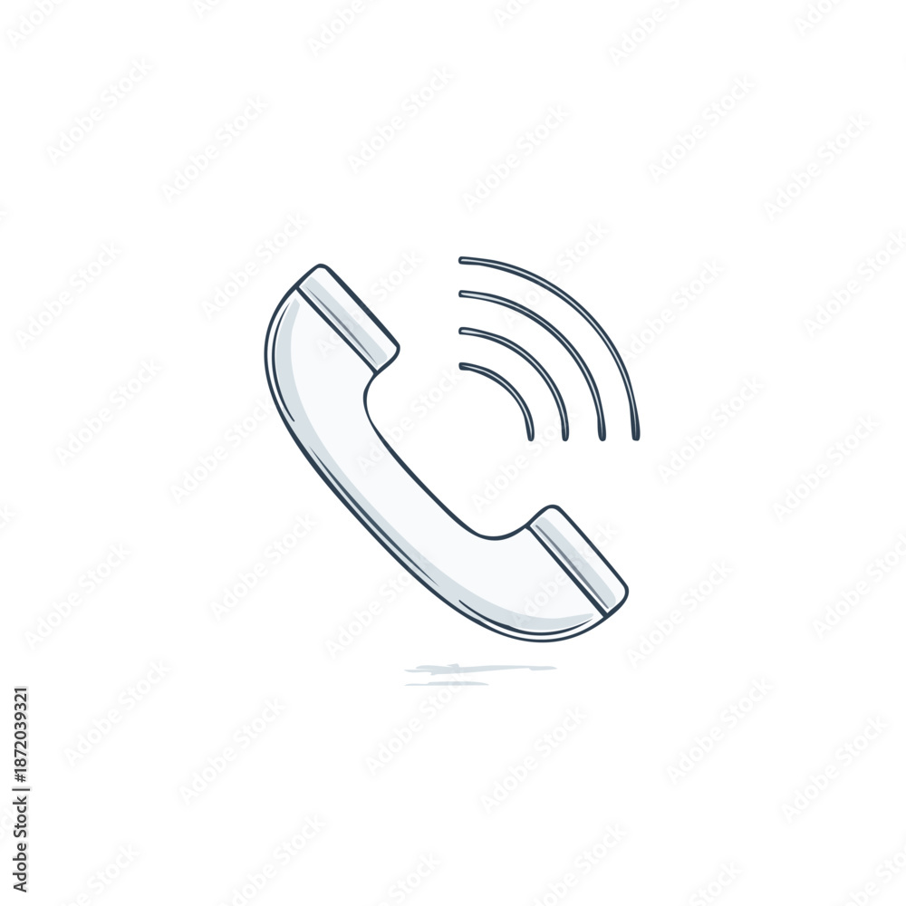 Fototapeta premium Phone Handset Vector Sketch Illustration Calling Communication Hotline Support Line Concept, Telephone Receiver Outline Drawing Icon, Call Signal Icon