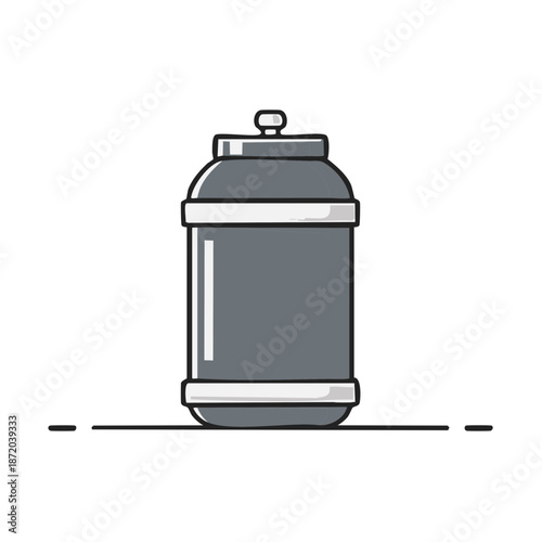 Gray Jar Illustration with Lid Storage Container Isolated Illustration