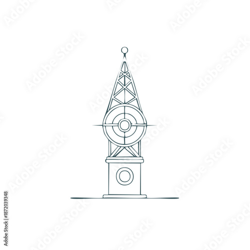 Stylized Transmission Tower Illustration Communication Broadcasting Structure