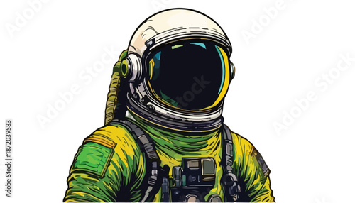Detailed Illustration of an Astronaut in a Spacesuit with Visor.