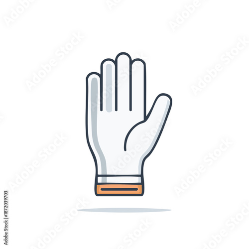 Vector illustration of a human hand with an outstretched palm and fingers in a stop or halt gesture.