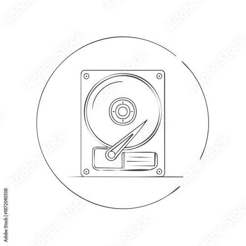 Hard Disk Drive - Line art representation for storage systems and computer parts Free Download Hard Disk Drive - Line art representation for storage systems and computer parts - GFXLoad