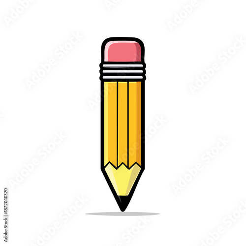 Illustrative yellow pencil with pink eraser for drawing, sketching, writing or school work