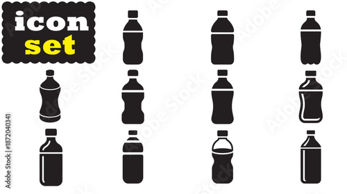 Water bottle icon Set, Water bottle solid Vector