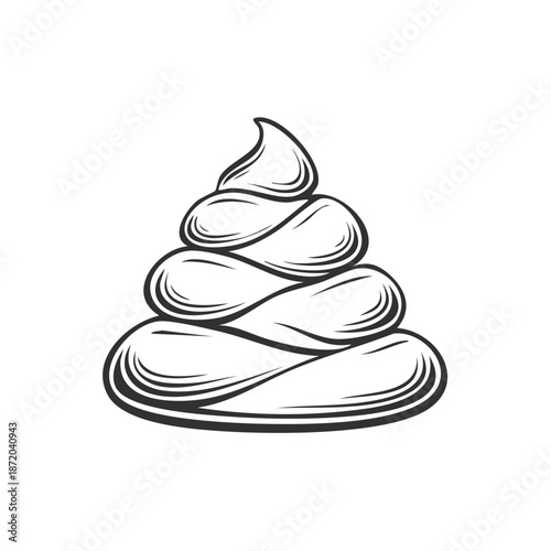 Stylized drawing of poop or feces in a winding shape isolated on a white background