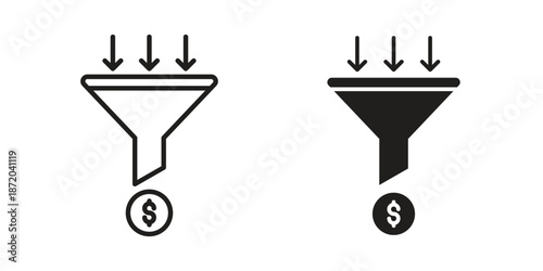 Sales funnel icons. Vector graphic. Editable vector stroke. EPS 10.