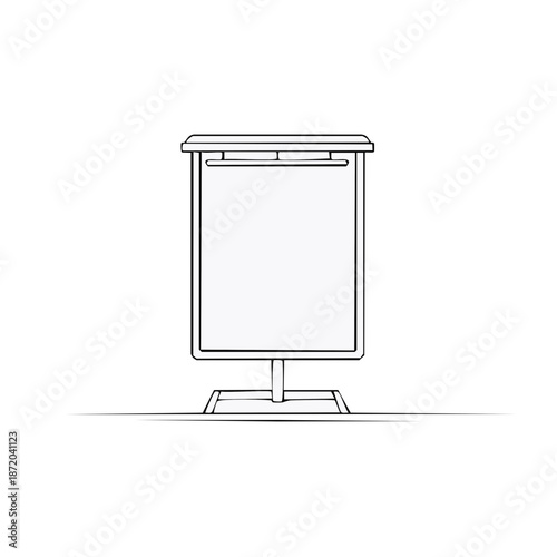 Illustrated Blank Billboard: Clean-Lined Street Advertising Stand