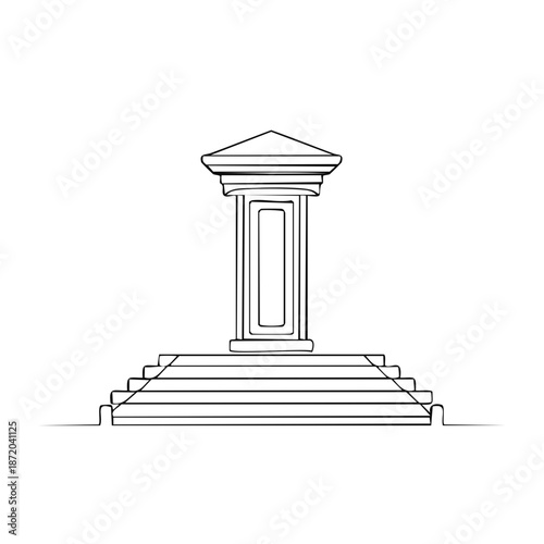 Monument steps architectural art design with pillar structure line art concept