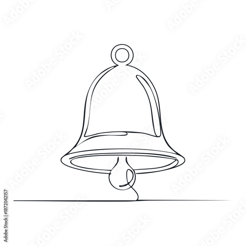 Single Line Illustration of Bell Outline Bell Shape Hand Drawn Bell for Print Single Stroke Bell Design Bell Decoration