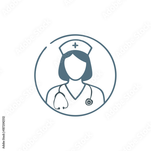 Nurse avatar icon portraying a professional healthcare worker in uniform with stethoscope. Medical care service. Healthcare professional