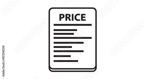 A document with the word price at the top, isolated on transparent background