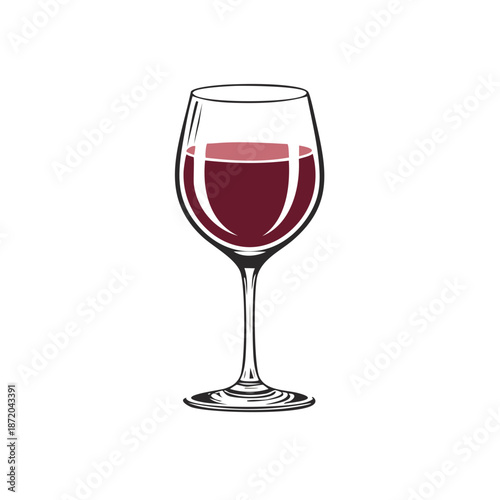 Elegant Wineglass Illustration: Red Liquid in Tall Glassware, Detailed Vector Design for Wine Industry and Beverage Promotions