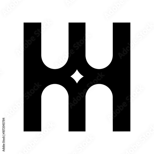 Stylized letterform emblem with rounded arches and central diamond detail, representing identity, initials, architecture, and refined modern branding.