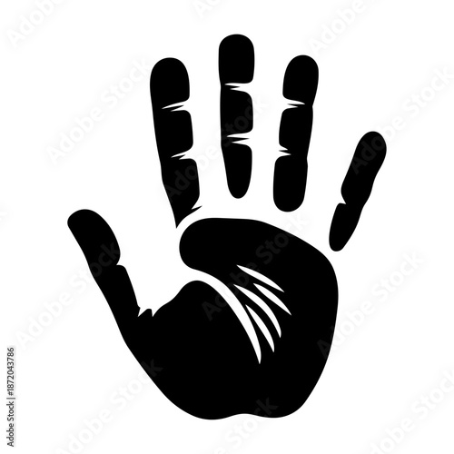 Expressive open hand silhouette with organic contours symbolizing humanity, touch, help, protection, and emotional connection.