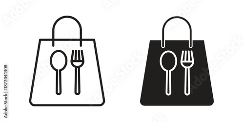 Take away food icons. Vector graphic. Editable vector stroke. EPS 10.
