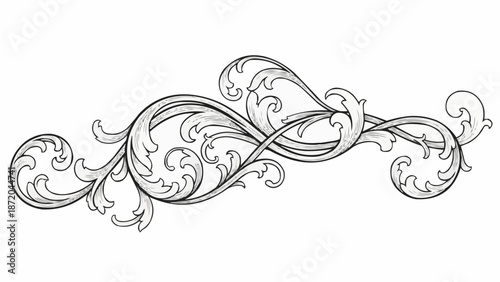 Elegant Baroque Swirl Ornament Vector Illustration.