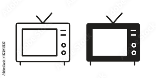 TV icons. Vector graphic. Editable vector stroke. EPS 10.