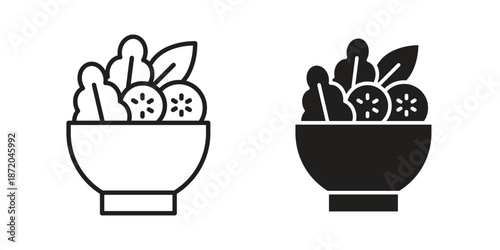 Vegetarian food icons. Vector graphic. Editable vector stroke. EPS 10.