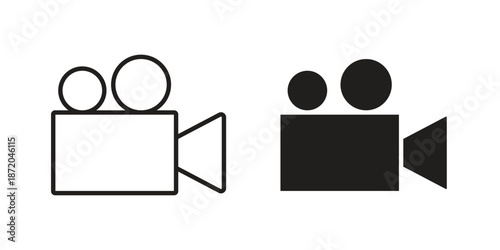 Video camera icons. Vector graphic. Editable vector stroke. EPS 10.