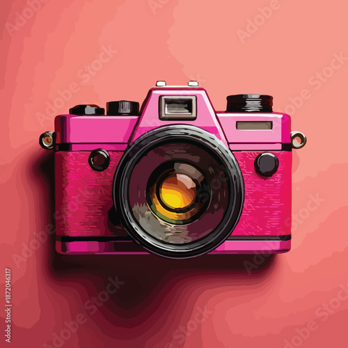 Retro Pink Camera - A Nostalgic Glimpse into Photographys Past.